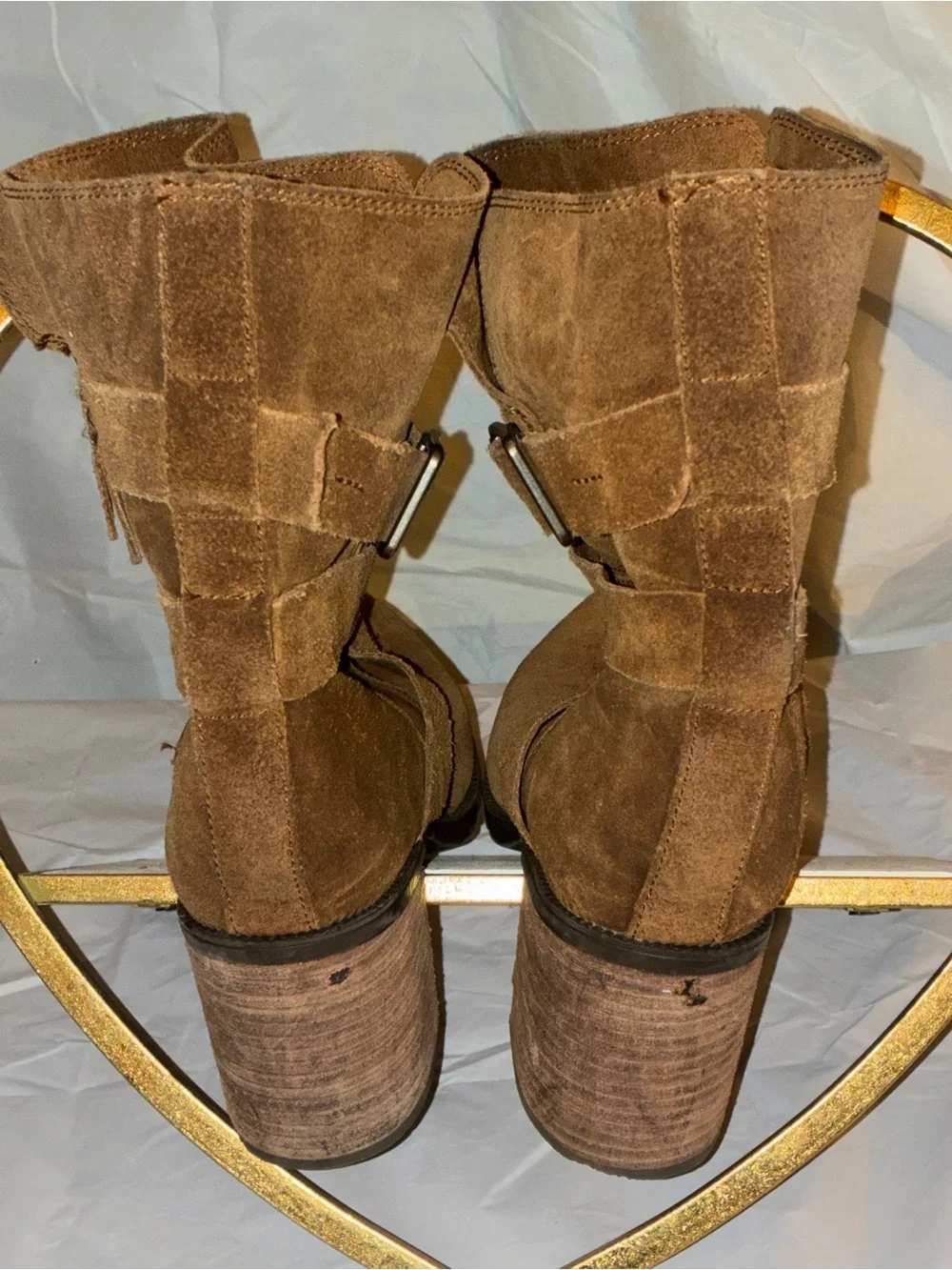 Women's Clarke Brown Suede Ankle Boots with Moto Strap-9